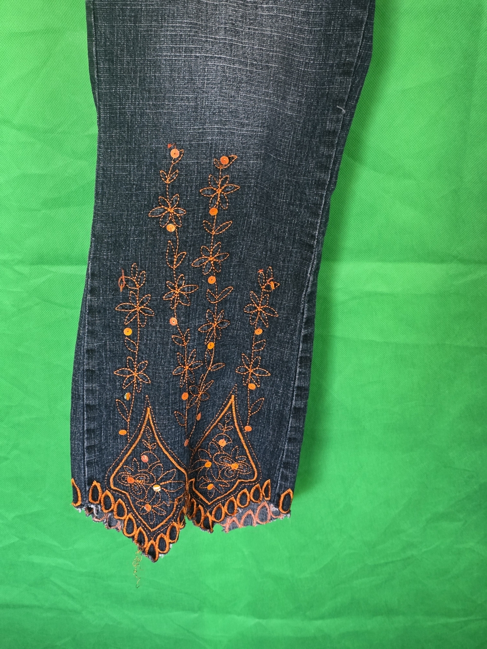 Apollo Jeans Stretch Bootcut Denim Ramie Cotton Blend Embroidery 13/14 - Picture 2 of 16
